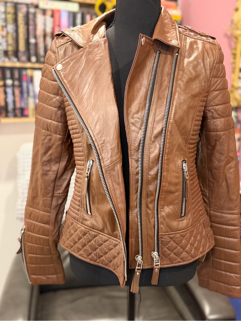 BODA SKINS - Kay Michael's Quilted Biker V.1 - Creased Brown Women’s UK 12/US 8